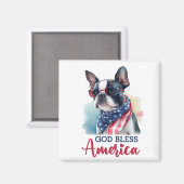 愛国心あふれる犬 - ボストンテリア マグネット (正面/裏面)