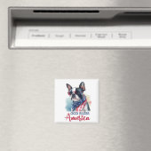 愛国心あふれる犬 - ボストンテリア マグネット (インサイチュ (食洗機))