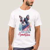 愛国心あふれる犬 ボストンテリア Tシャツ (正面)