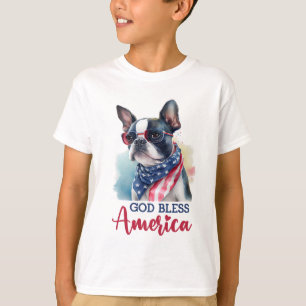 愛国心あふれる犬 ボストンテリア Tシャツ