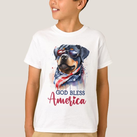 愛国心あふれる犬 ロットワイラー Tシャツ (正面)