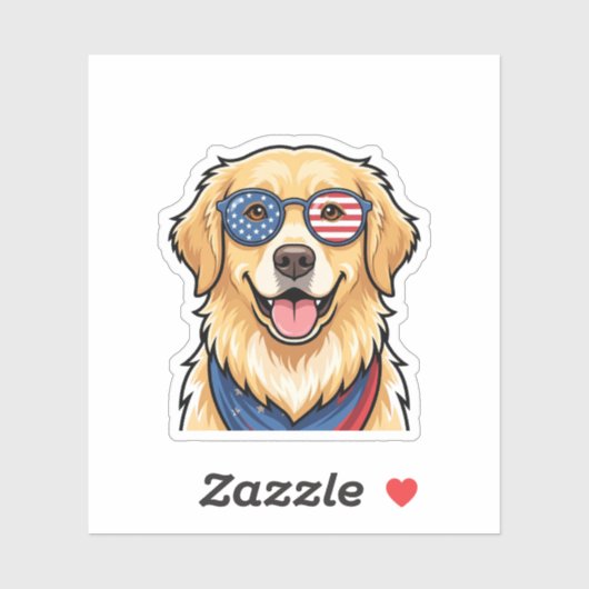 愛国心あふれる犬 USAフラグサングラス 7月4日 シール (シート)