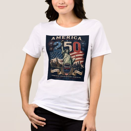 愛国心あふれる独立記念日のグラフィック トライブレンドTシャツ (正面)