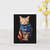 愛国心あふれる猫 アメリカ国旗 メンズ 7月4日 カード (黄色い花)