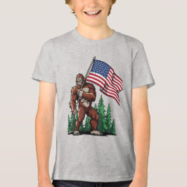 愛国心あふれる若者向けアメリカ国旗グラフィックデザイン トライブレンドTシャツ