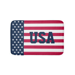 愛国心あふれる赤白青の米国旗  バスマット