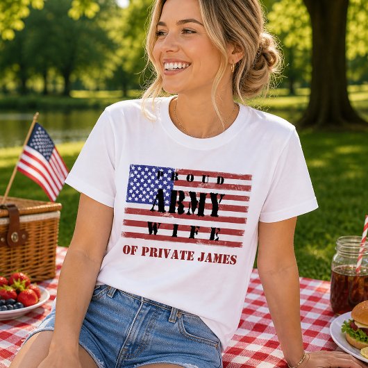 愛国心あふれる陸軍妻シャツ アメリカ国旗Tシャツ Tシャツ