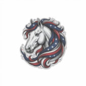 愛国心あふれる馬のビンテージ風彫刻ベクターアート シール (正面)