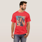 愛国心あふれる馬 アメリカ国旗 エクストララージー Tシャツ (正面フル)