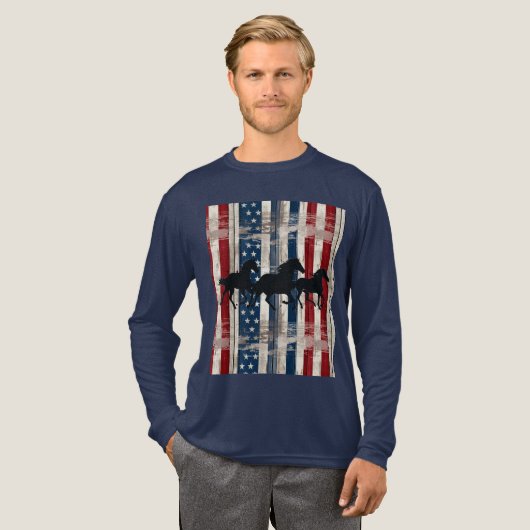 愛国心あふれる馬 トライブレンドTシャツ (正面全体)