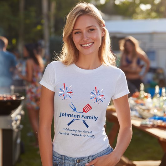 愛国心あふれる7月4日のBBQ、アメリカ生誕250周年 Tシャツ