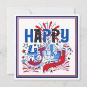 愛国心あふれる7月4日祝祭デザイン 招待状 (裏面)