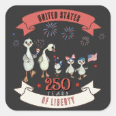 愛国心あふれる「ばかガチョウ」シール アメリカ独立250年 スクエアシール (正面)
