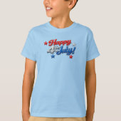 愛国心あふれる 赤 白 青 7月4日 Tシャツ (正面)