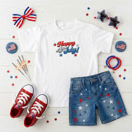 愛国心あふれる 赤 白 青 7月4日  Tシャツ