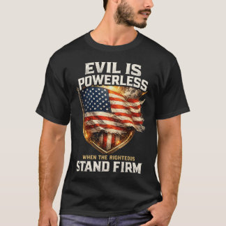 愛国心あふれる「Stand Firm」アメリカ国旗グラフィック Tシャツ