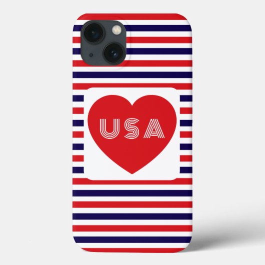 愛国心あふれるUSAハートデザイン 赤 白 青 カ Case-Mate iPhoneケース (裏面)