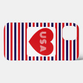 愛国心あふれるUSAハートデザイン 赤 白 青 カ Case-Mate iPhoneケース (裏面 (横))