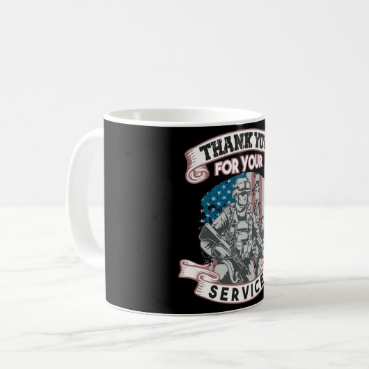 愛国心ありがとうご奉仕退役軍人日 コーヒーマグカップ (正面左)