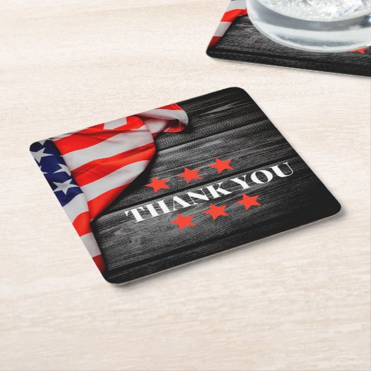 愛国心あり スクエアペーパーコースター (アングル)