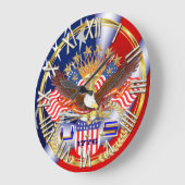 愛国心が強いまたは退役軍人の一突き1の眺めの芸術家のコメント ラージ壁時計 (傾斜)