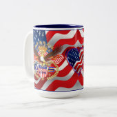 愛国心が強いまたは退役軍人3のロゴ ツートーンマグカップ (正面左)