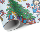 愛国心が強いアメリカのくるみ割りの青パターン ラッピングペーパー (ロールコーナー)