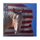 愛国心が強いアメリカのクォーター馬および旗- タイル (正面)