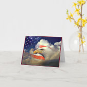 愛国心が強いアメリカのワシおよび旗カード カード (黄色い花)