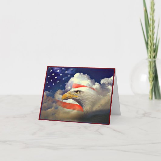 愛国心が強いアメリカのワシおよび旗カード カード (正面)