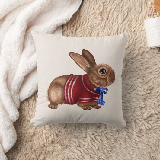 愛国心が強いウサギの装飾用クッション クッション (ブランケット)