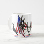 愛国心が強いオジロ鹿の木びき台 コーヒーマグカップ (正面左)