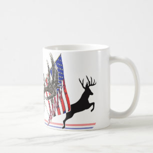 愛国心が強いオジロ鹿の木びき台 コーヒーマグカップ