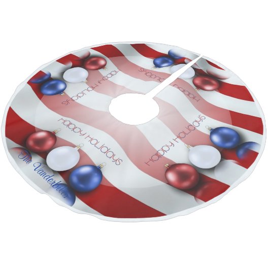 愛国心が強いオーナメントのクリスマスツリーのスカート ブラッシュドポリエステルツリースカート (アングル)