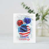 愛国心が強いクリスマスのオーナメントの米国旗 シーズンポストカード (スタンド正面)