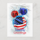 愛国心が強いクリスマスのオーナメントの米国旗 シーズンポストカード (正面)