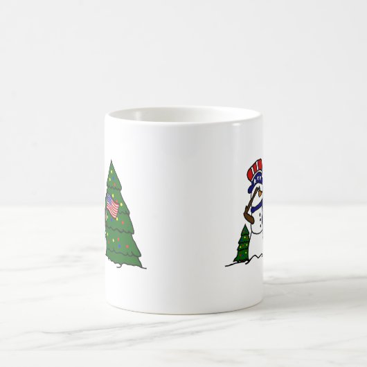愛国心が強いクリスマスの雪だるまのコーヒー・マグ コーヒーマグカップ (中央)
