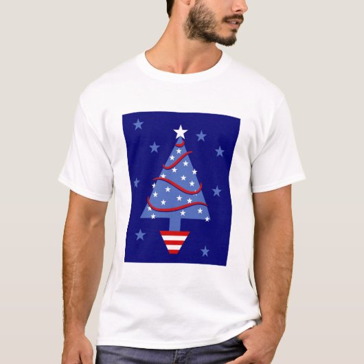 愛国心が強いクリスマスツリー Tシャツ (正面)
