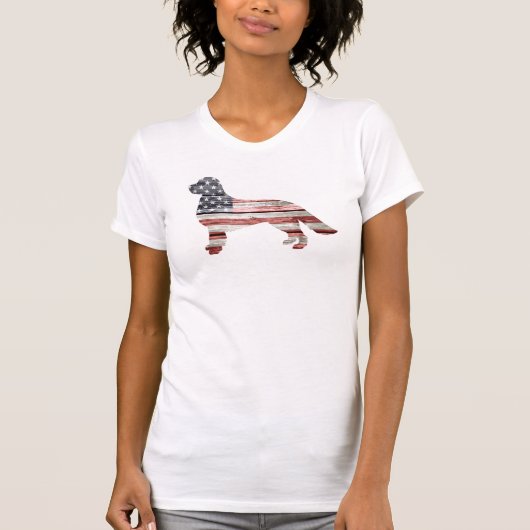 愛国心が強いゴールデン・リトリーバー、米国旗 Tシャツ (正面)