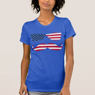 愛国心が強いサングラスおよび髭 Tシャツ