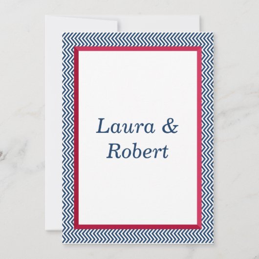 愛国心が強いシェブロンのボーダー結婚式招待状 招待状 (裏面)