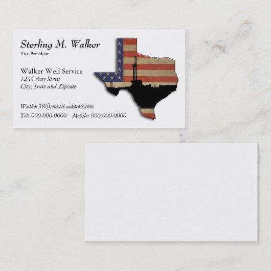 愛国心が強いテキサス州の石油開発の装備 名刺 (正面/裏面)