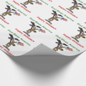 愛国心が強いトナカイのクリスマスの包装紙 ラッピングペーパー (角)