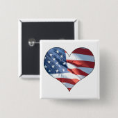 愛国心が強いハート形の米国旗 缶バッジ (正面&裏面)