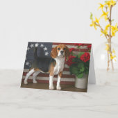 愛国心が強いビーグル犬 カード (黄色い花)