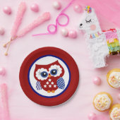 愛国心が強いフクロウの紙皿 ペーパープレート (パーティー)