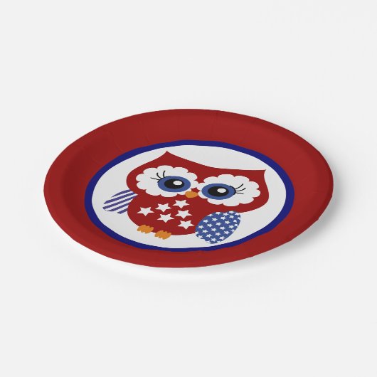 愛国心が強いフクロウの紙皿 ペーパープレート (アングル)