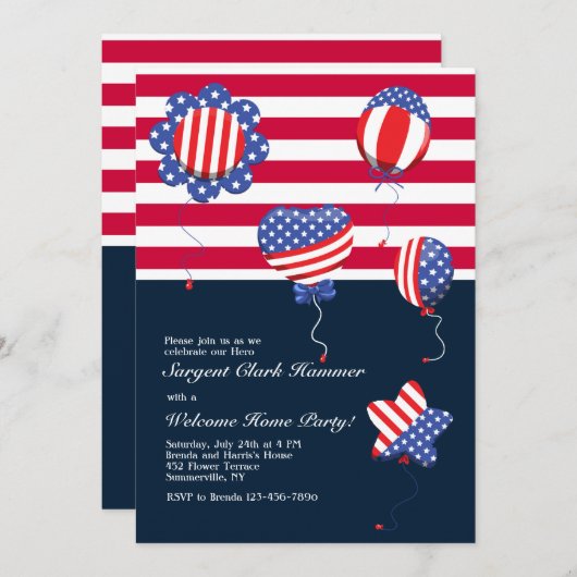 愛国心が強いヘリウムは招待状を風船のようにふくらませます 招待状 (正面/裏面)