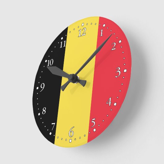 愛国心が強いベルギーの旗 ラウンド壁時計 (傾斜)