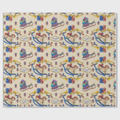 愛国心が強いベージュ揺り木馬パーソナライズなパターン ラッピングペーパー (フラット)